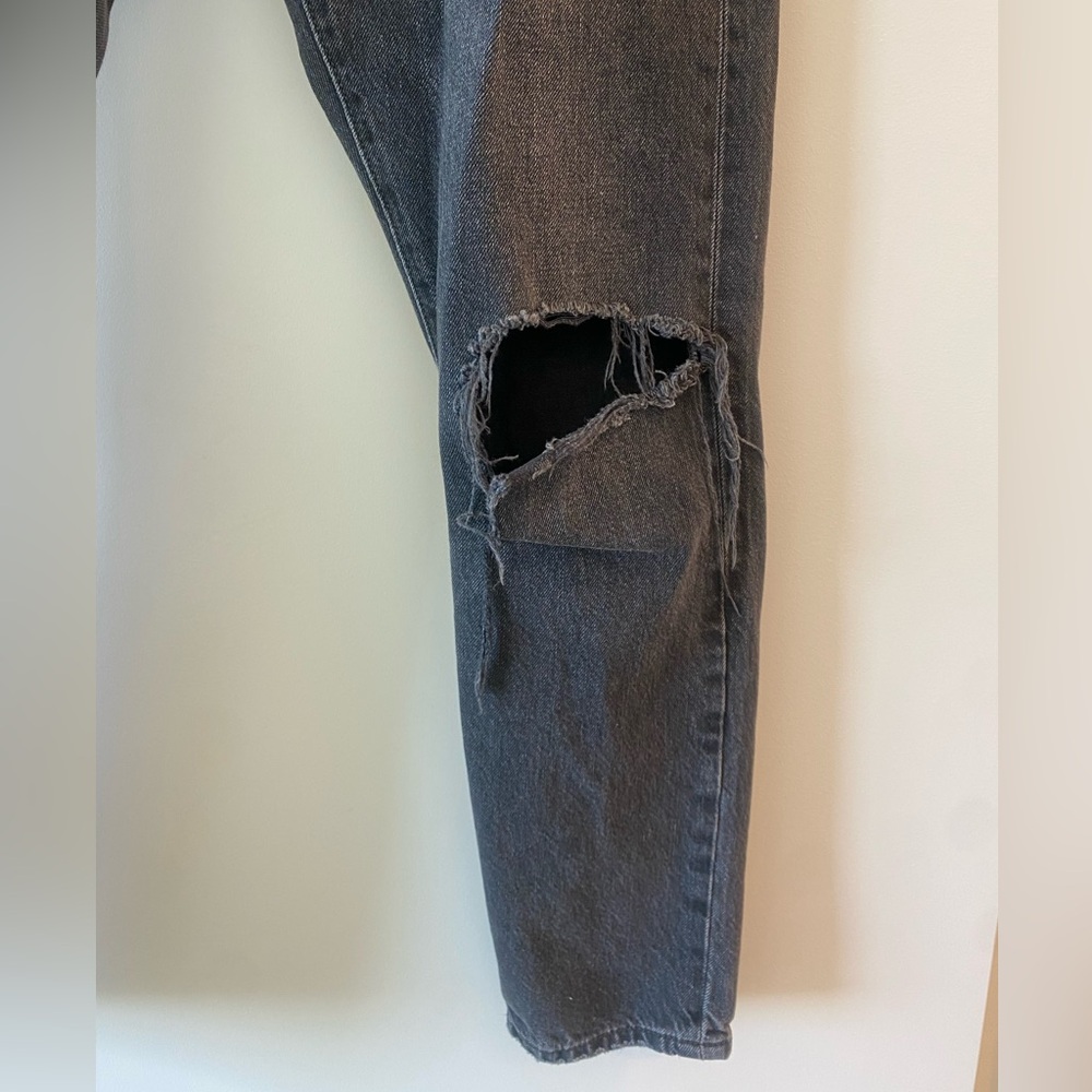 Levis 501 S High-Rise Grunge Button Fly Distressed Black Jeans W27 L28 - Picture 7 of 11